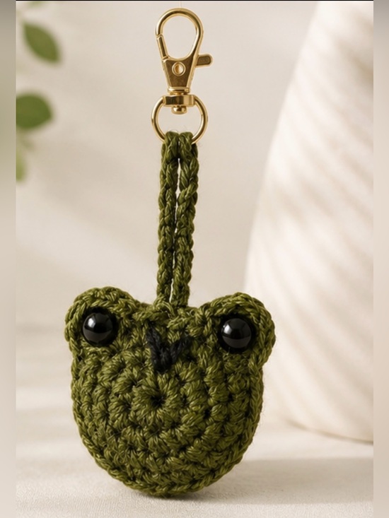 Handmade Handbags - Handmade Crochet Frog Keychain / Bag Charm 💚